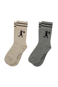 Karen Walker Eyewear: KAREN WALKER RUNAWAY GIRLSOCKS 2 PACK NATURAL/GREY/BLACK