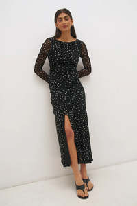MON RENN VESPER SPOT LONG SLEEVE DRESS POLKA DOT