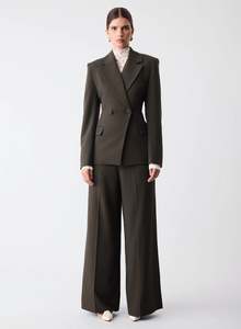 Jackets Coats: ESMAEE SYMMETRY BLAZER DARK OLIVE