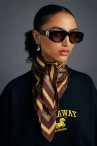 KAREN WALKER UNICORN CLASSIC SILK SCARF CHOCOLATE MULTI