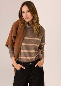 POL ASTOR STRIPE KNIT CEDAR/BLUSH