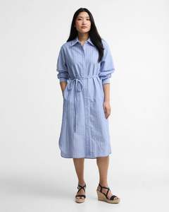 Dresses Jumpsuits: BARBOUR AVON MIDI DRESS CHAMBRAY/WHITE STRIPE