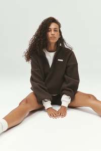 P.E NATION ROTATE QUARTER ZIP COFFEE