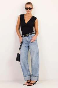 Bottoms: AMONG THE BRAVE EMERGE WASHED OUT BLUE TURN UP LONG JEANS