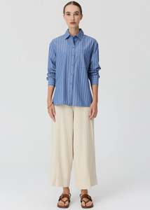 Pol: POL AUBIN LS SHIRT BLUE/BUTTER