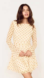 MINK PINK SOLEIL DROP WAIST MINI DRESS BUTTER SPOT