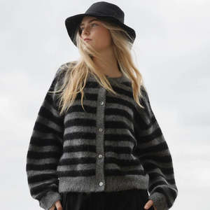 Wear: Alpaca Blend Cardigan - Graphite Stripe