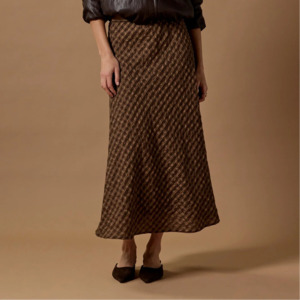 Wear: Companion Bias Maxi Skirt - Chocolate Caramel Check