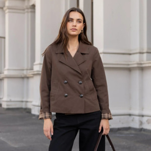 Wear: Pathway Cropped Trench Jacket - Chocolate