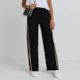 Confident Stripe Leg Crepe Wide Pants - Black