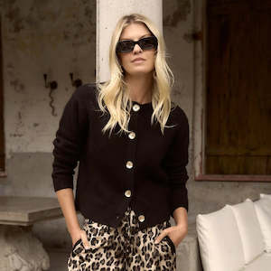 Imprint Crewneck Cardigan - Black