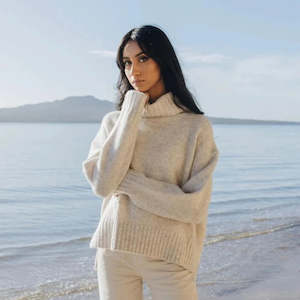 Zealous Oat Roll Neck Jumper -Oat