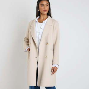 Wear: Stockholm Wool Blend Double Breasted Coat - Pumice