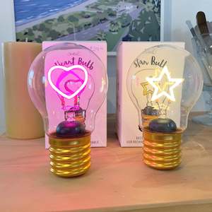 Mothers Day: Pink Heart Lightbulb Lamp - USB Recharge