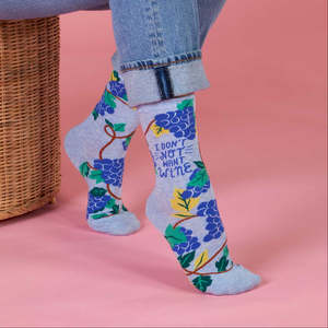 I Don't Not Want Wine - Crew Socks