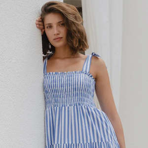 Isabella Strappy Maxi Dress - Bright Blue Stripe