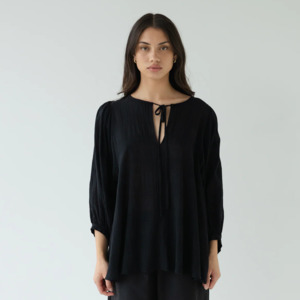 Sophie: Check Tie Top - Black