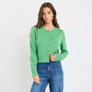 Among The Brave: Replica Cotton Cashmere Crewneck Cardigan - Apple
