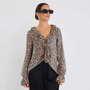 Among The Brave: Bohemian Frill Front Top - Leopard