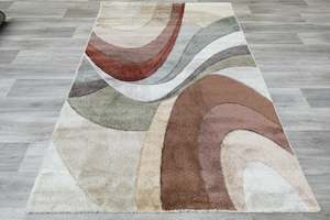 Modern Rugs: Kimya Collection Retro Wave Rug in Earthy Tones – Bold and Flowing Design