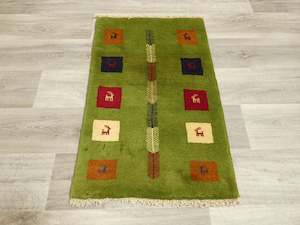 Natural Tones: Authentic Persian Hand Knotted Gabbeh Rug Size: 92 x 60m