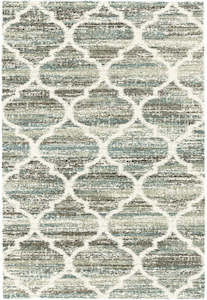 Multi: Distressed Trellis Design Mehari Shaggy Rug (23090-6959) Size: 240 x 305cm