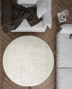 Modern Luxurious Textured Trentino Ivory Round Rug (41003-6161) Size: 200 x 200cm