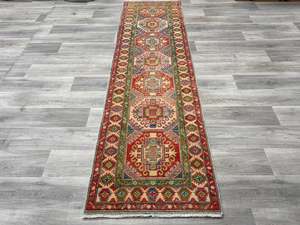 Afghan Hand Knotted Kazak Hallway Runner Size: 83 x 292cm