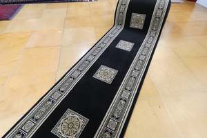 Da Vinci Traditional Black and Gold Medallion Hallway Runner 80cm Wide x Cut to &hellip;