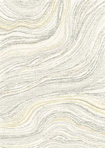 Beige: Modern Gold and Grey Marble Accent Rug (37166-6394)