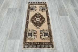 Vintage Hand Knotted Anatolian Turkish Rug Size: 112 x 52cm