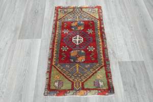 Multi: Vintage Hand Knotted Anatolian Turkish Rug Size: 80 x 47cm