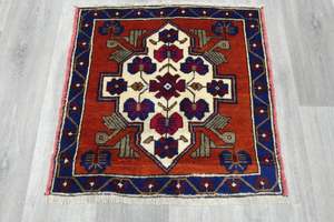 Vintage Hand Knotted Anatolian Turkish Square  Rug Size: 66 x 67cm