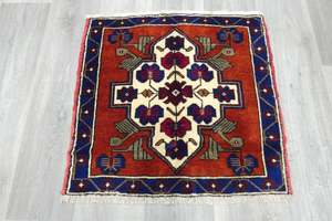Vintage Hand Knotted Anatolian Turkish Square  Rug Size: 65 x 70cm
