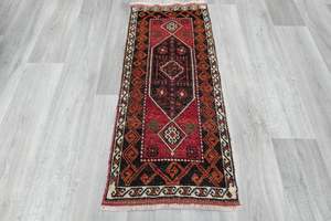 Vintage Hand Knotted Anatolian Turkish Rug Size: 118 x 50cm