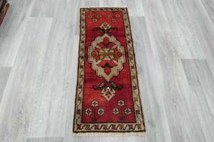 Vintage Hand Knotted Anatolian Turkish Rug Size: 103 x 43cm