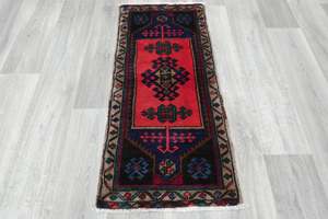 Vintage Hand Knotted Anatolian Turkish Rug Size: 113 x 50cm