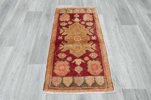 Vintage Hand Knotted Anatolian Turkish Rug Size: 110 x 60cm
