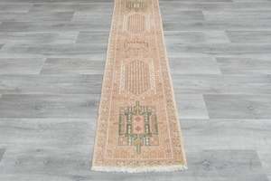 Vintage Turkish Oushak Rug Runner 202 x 55cm | Handmade Wool Hallway Runner | On&hellip;