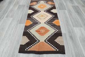 Vintage Handmade Turkish Kilim Rug 162 x 77cm | Geometric Tribal Wool Flatweave &hellip;