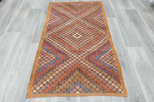 Vintage Handmade Turkish Kilim Rug 162 x 94cm | Geometric Wool Flatweave Tribal &hellip;