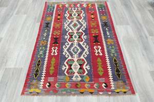 Multi: Turkish Kilim Rug 154 x 110cm | Colourful Anatolian Geometric Design