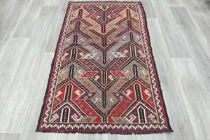 Multi: Authentic Turkish Kilim Rug 155 x 95cm | Geometric Anatolian Wool Rug
