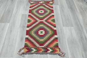 Authentic Handwoven Turkish Kilim Runner Rug 116 x 53cm | Anatolian Wool Flatweave
