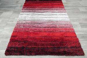 Modern Red & Grey Ombre Stripe Textured California Rug