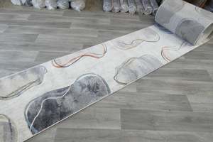 Warm Tones: Retro Distressed Abstract Stone Shapes Aroha Runner 80cm Wide x Cut to Order