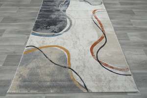 Retro Distressed Abstract Stone Shapes Aroha Rug