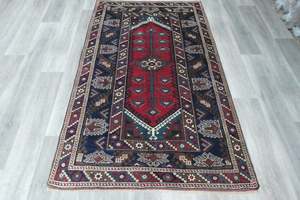 Handmade Turkish Tribal Wool Rug 203 x 130cm | Vintage Anatolian Style Area Rug &hellip;