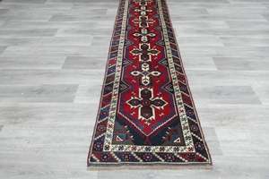 Vintage Handmade Tribal Rug Runner 302 x 75cm | Wool Hallway Runner | One of a Kind
