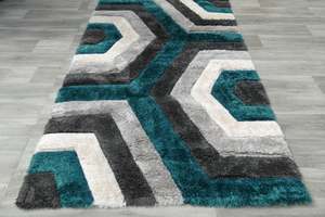 Modern Geometric Honeycomb Shaggy California Rug